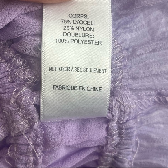 Astr Irwin Bustier Lilac Women's Smocked Crepe Long Puff Sleeve Top Sz M Pastel - Picture 5 of 14